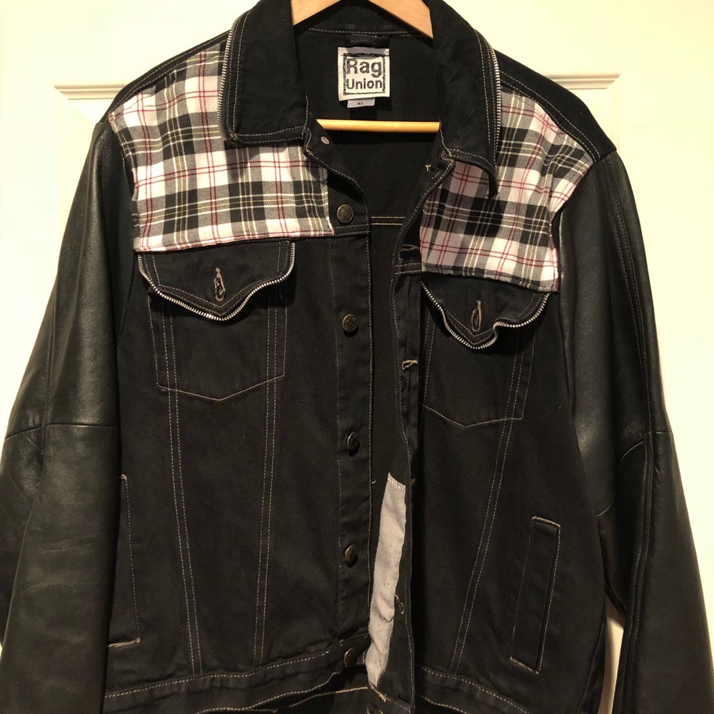 Denim and Faux Leather Urban Renewal Bomber
